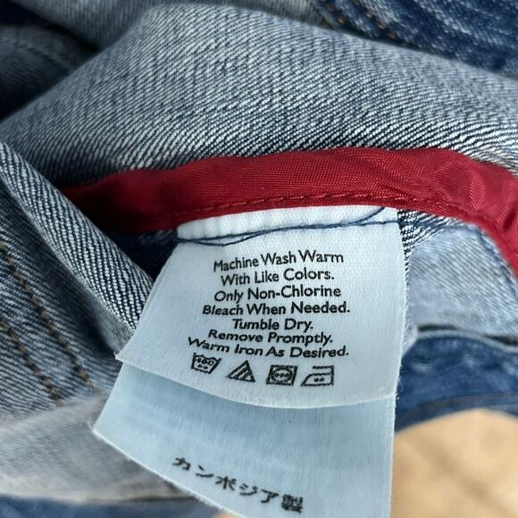 EDDIE BAUER Jean Jacket Women's XL Blue Denim Button Front Trucker Long Sleeve - Picture 12 of 12